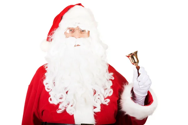 Portrait of Santa Claus holding a bell — Stock Photo, Image