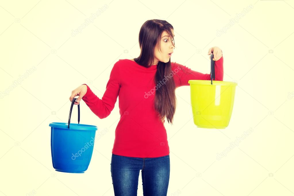 empty plastic buckets