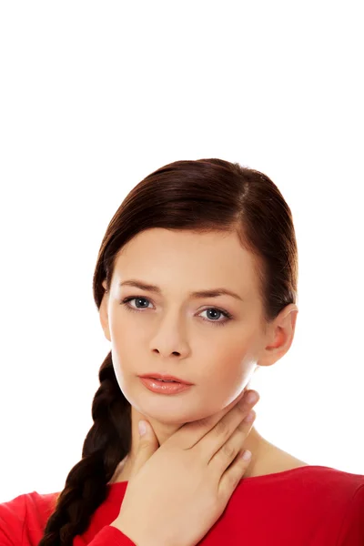 Young woman with throat ache — Stock Photo, Image