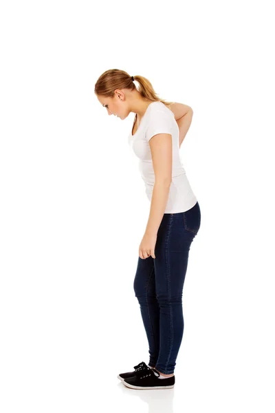 Young woman with back ache — Stock Photo, Image