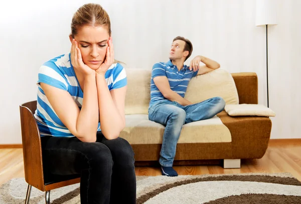 Sad couple not talking after fight — Stock Photo, Image