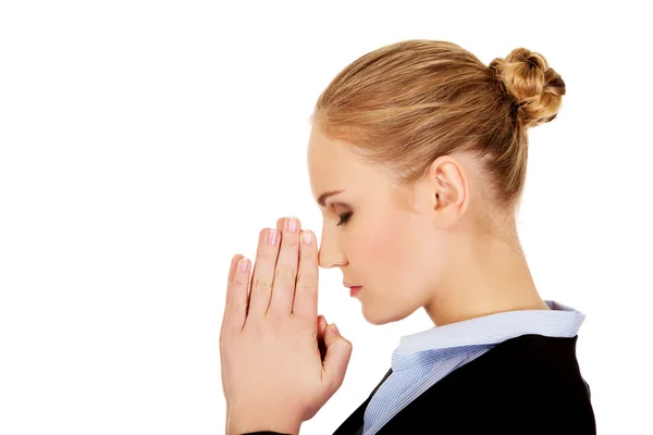 Young worried business woman thinking about something — Stock Photo, Image