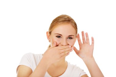 Şok genç kadın konuşma kulak misafiri