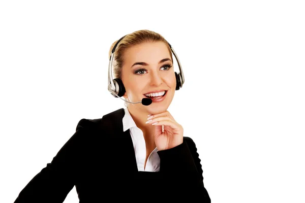 Young helpline operator in headset — Stock Photo, Image