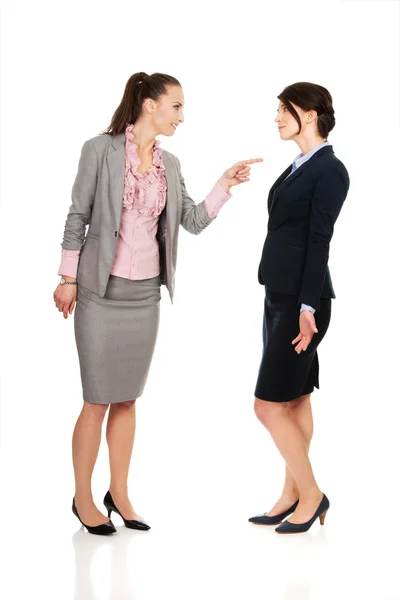 Angry businesswoman accuses her partner. — Stock Photo, Image