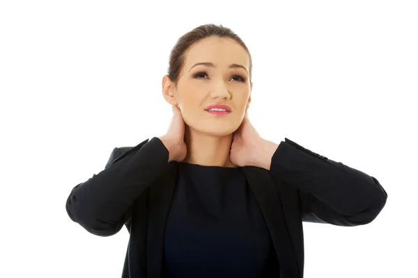 Mujer con dolor de cuello . — Foto de Stock