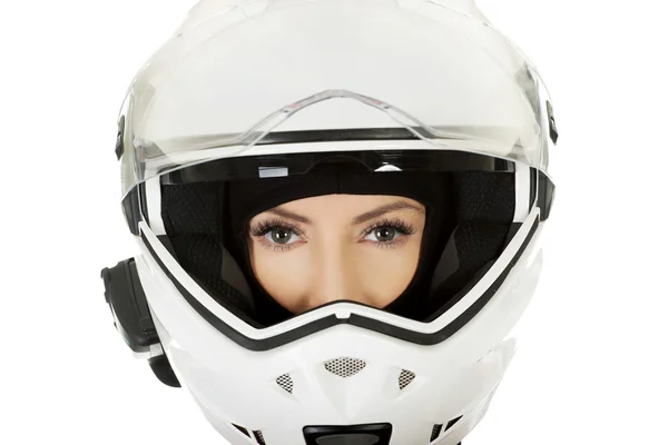 Mujer sexy con casco de moto . —  Fotos de Stock