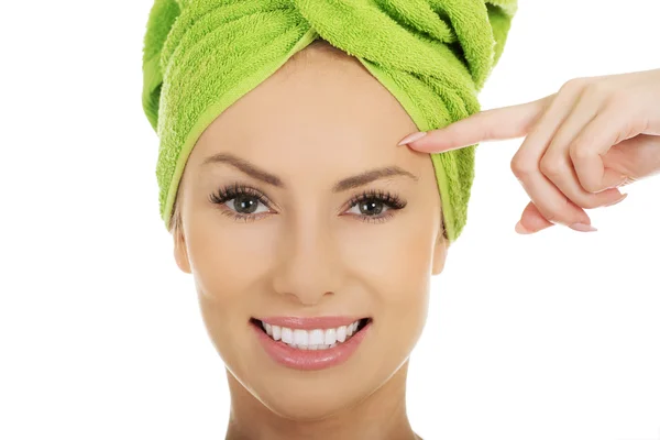 Beauty woman with turban towel. — Stock Photo, Image