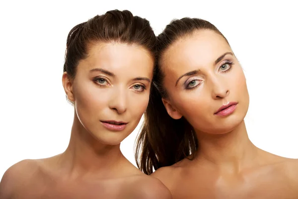 Two sisters with make up. — Stock Photo, Image