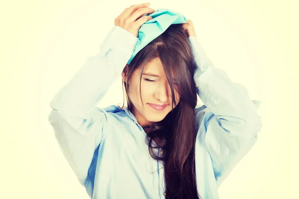 Young morning woman with headache. — Stock Photo, Image