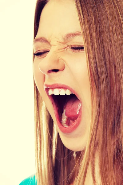 Screaming young woman — Stock Photo, Image