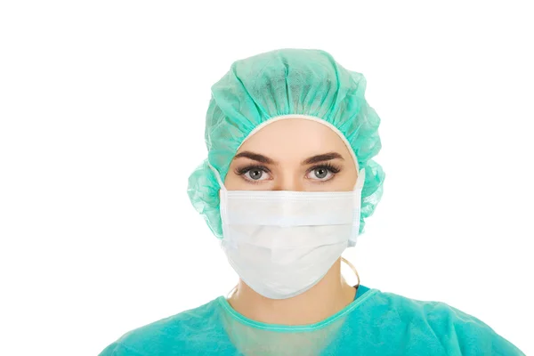 Female surgeon doctor in protective mask — Stock Photo, Image