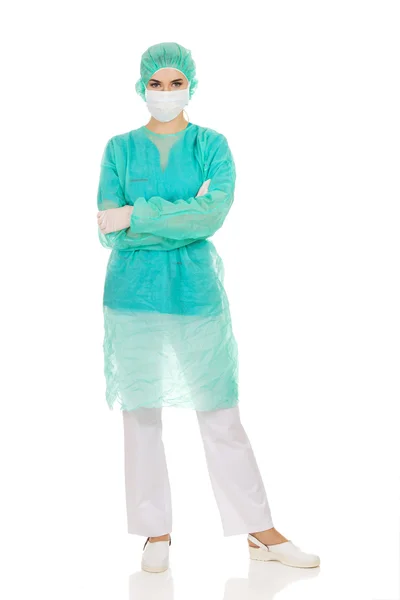 Female surgeon doctor in protective mask — Stock Photo, Image