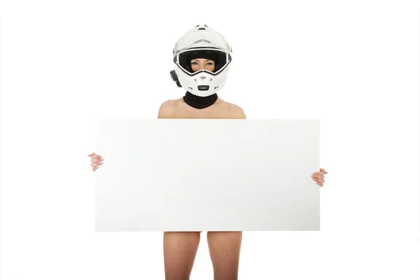 Mulher no capacete da motocicleta . — Fotografia de Stock