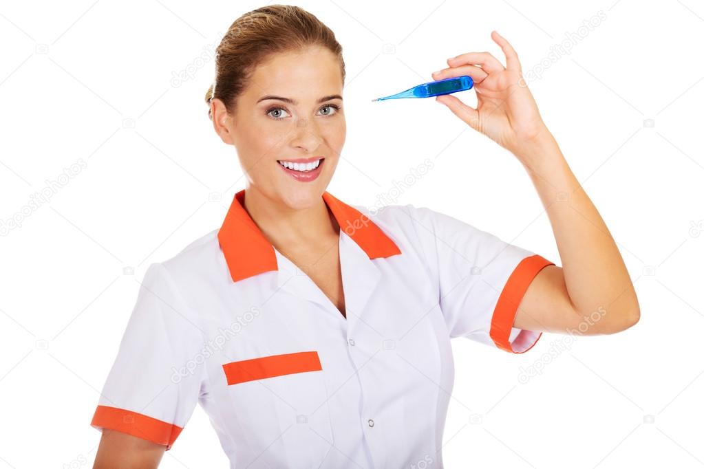 Attractive Thoughtful Young Female Doctor Or Nurse Stock 