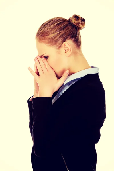 Young business woman with sinus ache — Stock Photo, Image