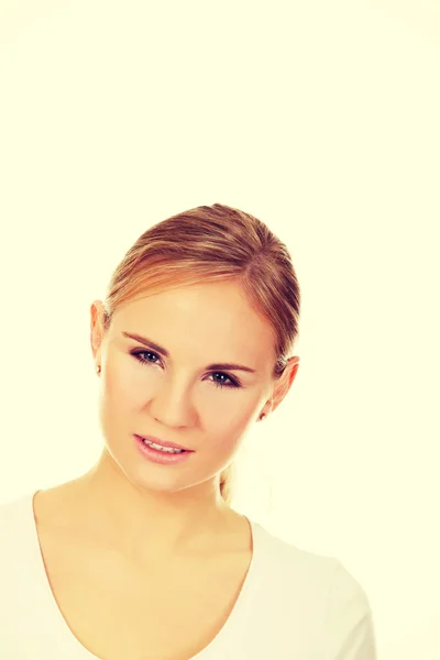 Portrait of young angry woman — Stock Photo, Image