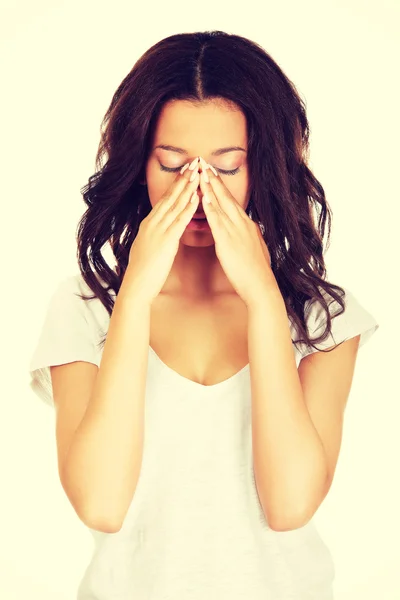Young teenager with sinus pain. — Stock Photo, Image