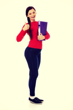 Yukarı kadınla mutlu öğrenci