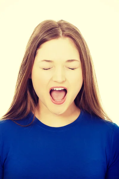 Frustrato giovane donna urlando . — Foto Stock