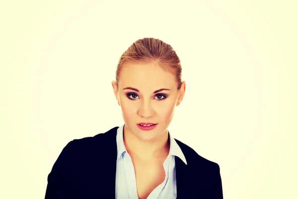 Junge Blondine schockiert Geschäftsfrau — Stockfoto