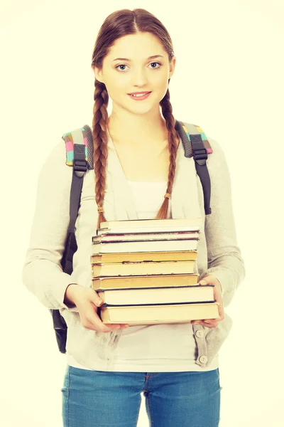 美しい 10 代のバックパックと書籍. — ストック写真
