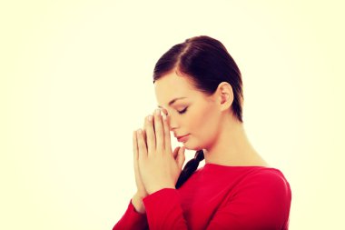 genç kadının elleri ile birlikte dua