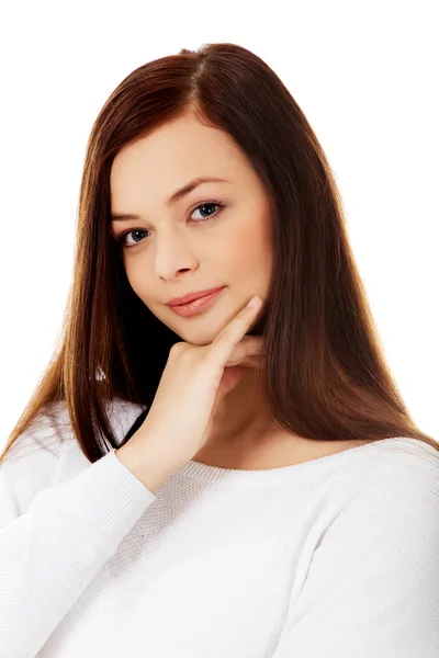 Smiling beautiful brunette young woman — Stock Photo, Image