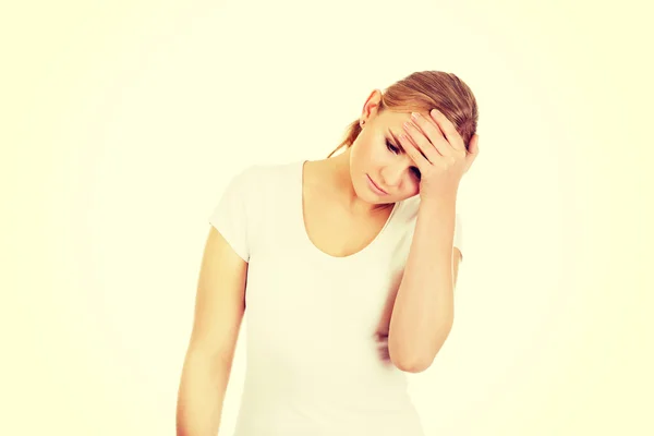 Young beautiful woman with headache — Stock Photo, Image