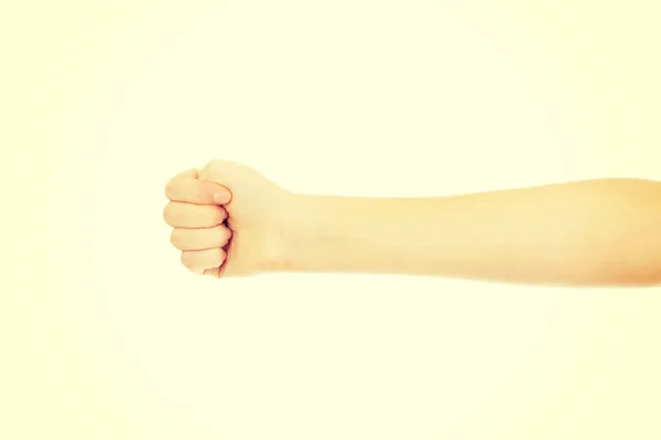 Woman hand with clenched a fist — Stock Photo, Image