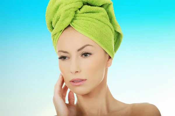 Beauty woman with turban towel. — Stock Photo, Image