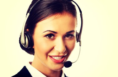 Kulaklıklı mutlu telefon operatörü