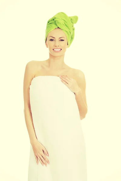 Beauty woman with turban towel. — Stock Photo, Image