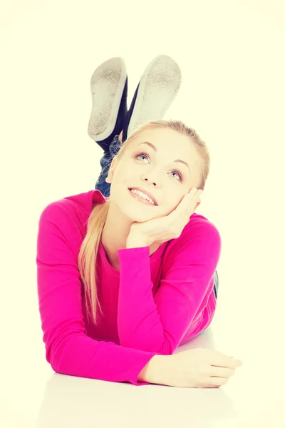 Young happy woman dreaming. — Stock Photo, Image