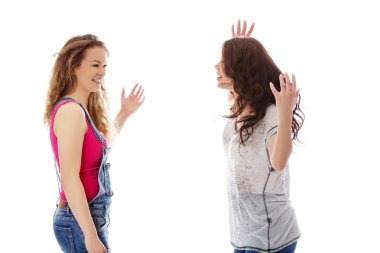 Kavga eden ve çığlık atan iki öfkeli kadın.