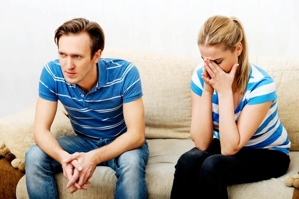 Young couple having conflict at home — Stock Photo, Image