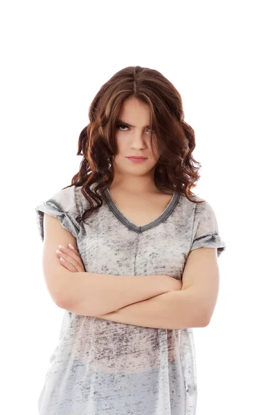 Young angry woman with crossed arms — Stock Photo, Image