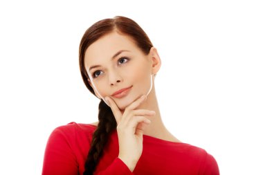 Ararken düşünme genç güzel kadın