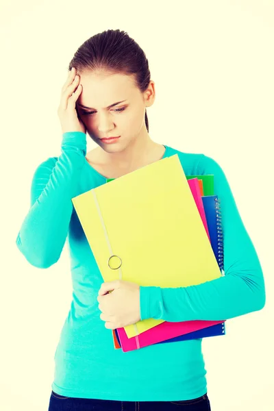 Young beautiful student woman with depression — Stock Photo, Image