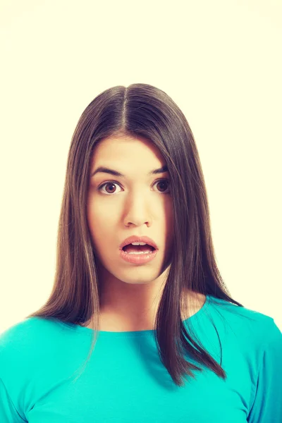 Retrato de mulheres jovens. Ela expressa choque . — Fotografia de Stock