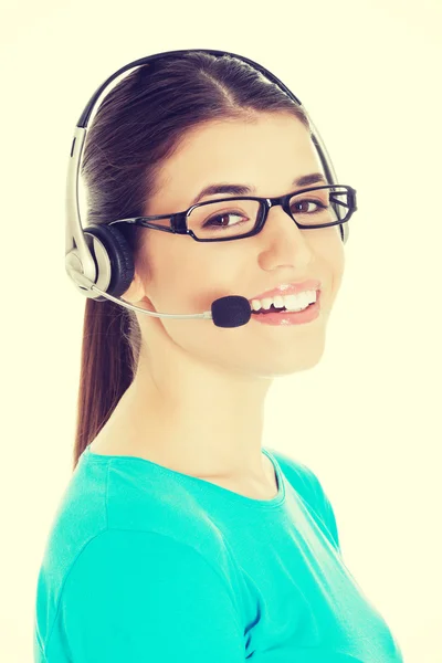 Young beautiful woman with headphones and microphone. — Stock Photo, Image