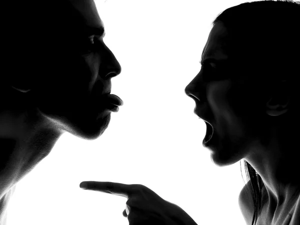 Couple arguing , shouting on each other, black and white — Stock Photo