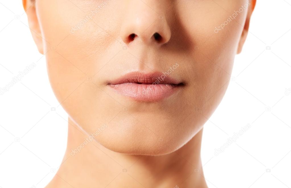 Beautiful perfect lips. Sexy mouth close up