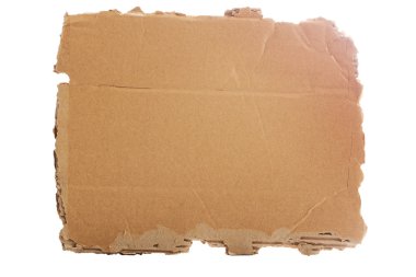 Brown yırtık ve üzerinde beyaz izole karton oluklu.