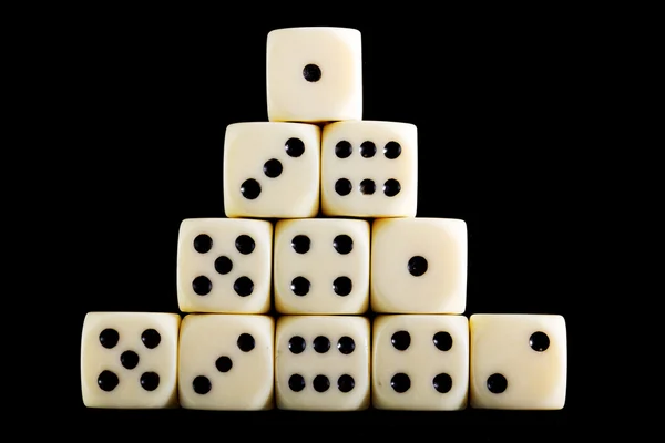 White dice isolated on black background — Stock Photo, Image