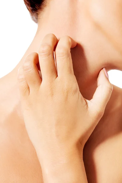 Topless woman scratching her neck. — Stock Photo, Image