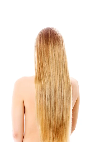 Mädchen mit perfekt langen, glänzenden blonden Haaren. — Stockfoto