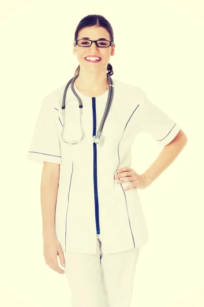 Young beautiful doctor, nurse with stethoscope. — Stock Photo, Image