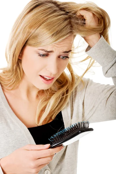Женщина теряет волосы Стоковое Фото