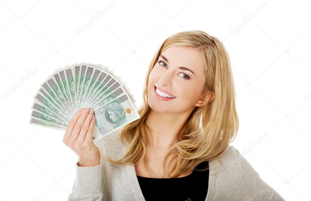Woman with polish money